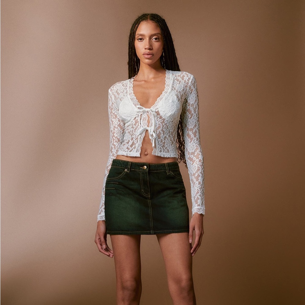 I.AM.GIA Sapphira White Lace Long Sleeve Top medium